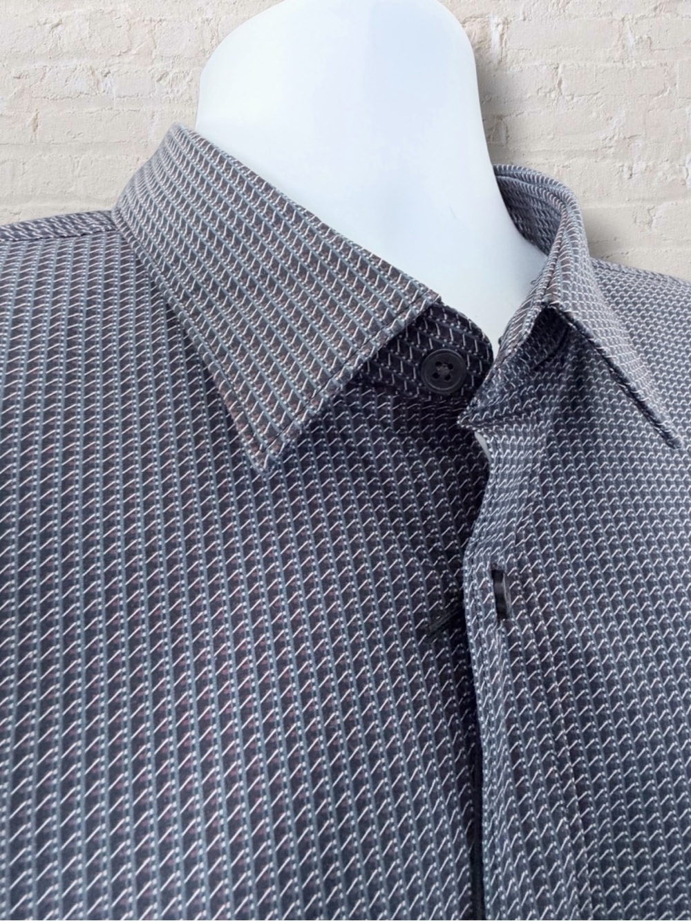 NWT Hugo Boss Ronni Slim Fit Stretch XXL Navy Geometric Print Dress Shirt $148 - Picture 8 of 16